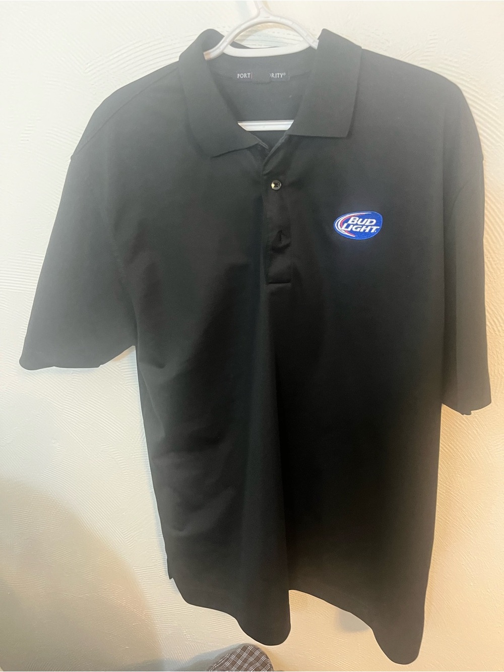 Port Authority Black Polo with Bud Light Logo